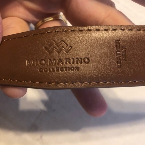 MIO MARINO Tan 30" Classy Prong Buckle Belt Brown Genuine Leather NWT - Picture 9 of 10